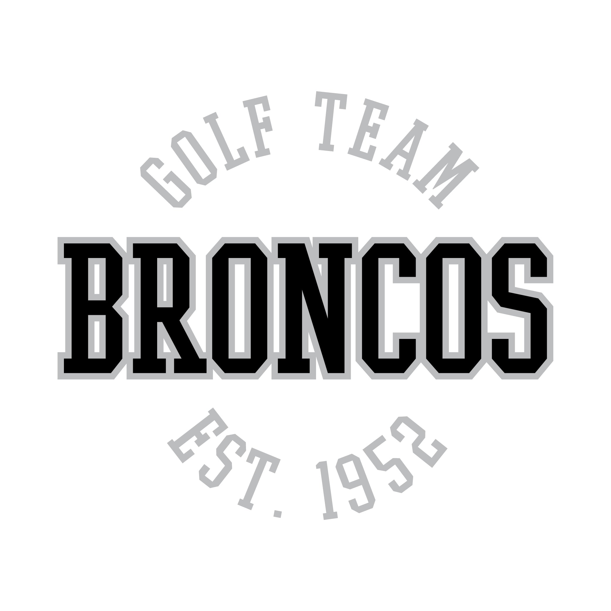 Simple Golf Team Template with Arched College Font (Screen Print 2 Color-SP4151)