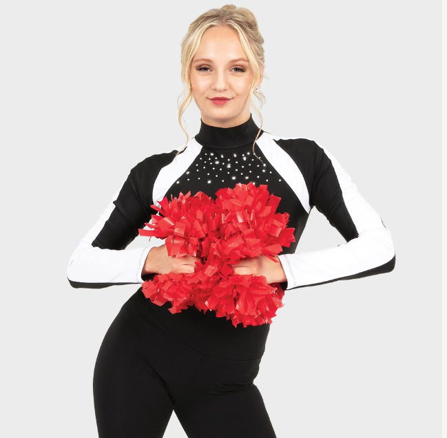 Long Sleeve Metallic Rhinestone Leotard - AC6580TH