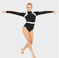 Long Sleeve Metallic Rhinestone Leotard - AC6580TH