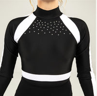 Long Sleeve Metallic Rhinestone Leotard - AC6580TH