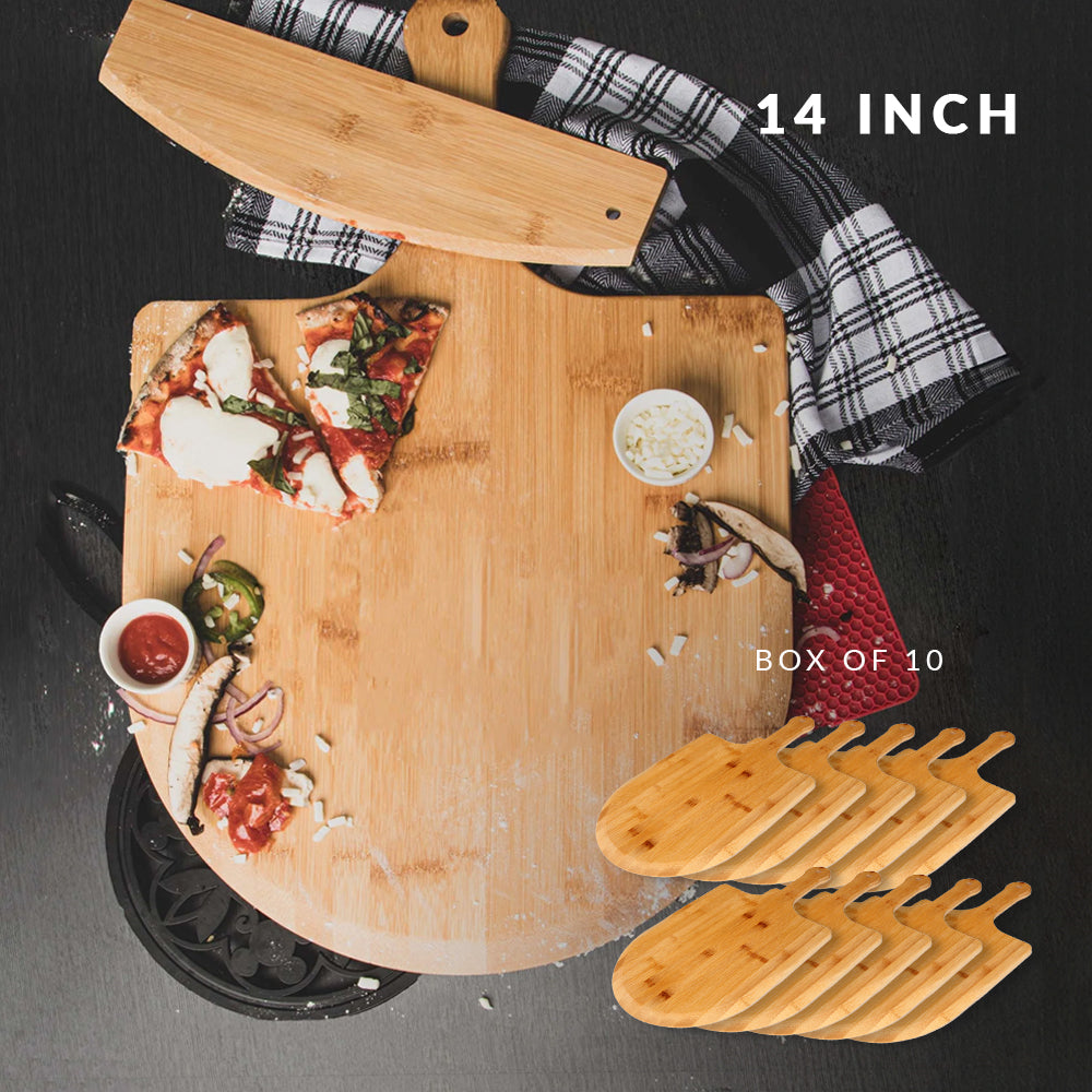 Bamboo Pizza Peel L22"xW14"xT0.5": Box of 10-The Teehive